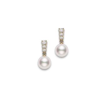 Morning Dew Akoya Cultured Pearl Earrings in 18K Yellow Gold Mikimoto