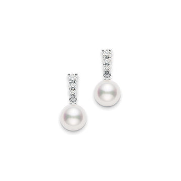 Morning Dew Akoya Cultured Pearl Earrings in 18K White Gold Mikimoto