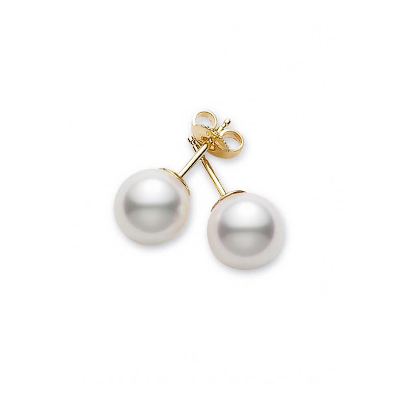 7.5mm Akoya Pearl Stud Earrings 18ct Yellow Gold