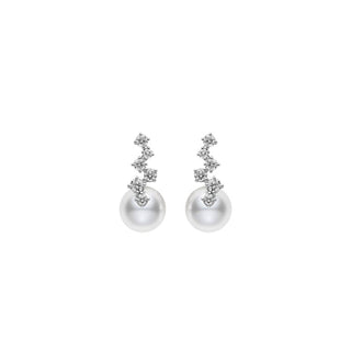 Akoya Cultured Pearl and Diamond Drop Earrings in 18K White Gold thumbnail