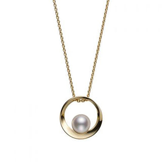 Akoya Cultured Pearl Circle Pendant in 18K Yellow Gold thumbnail