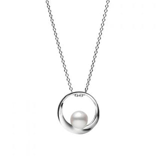 Akoya Cultured Pearl Circle Pendant in 18K White Gold thumbnail