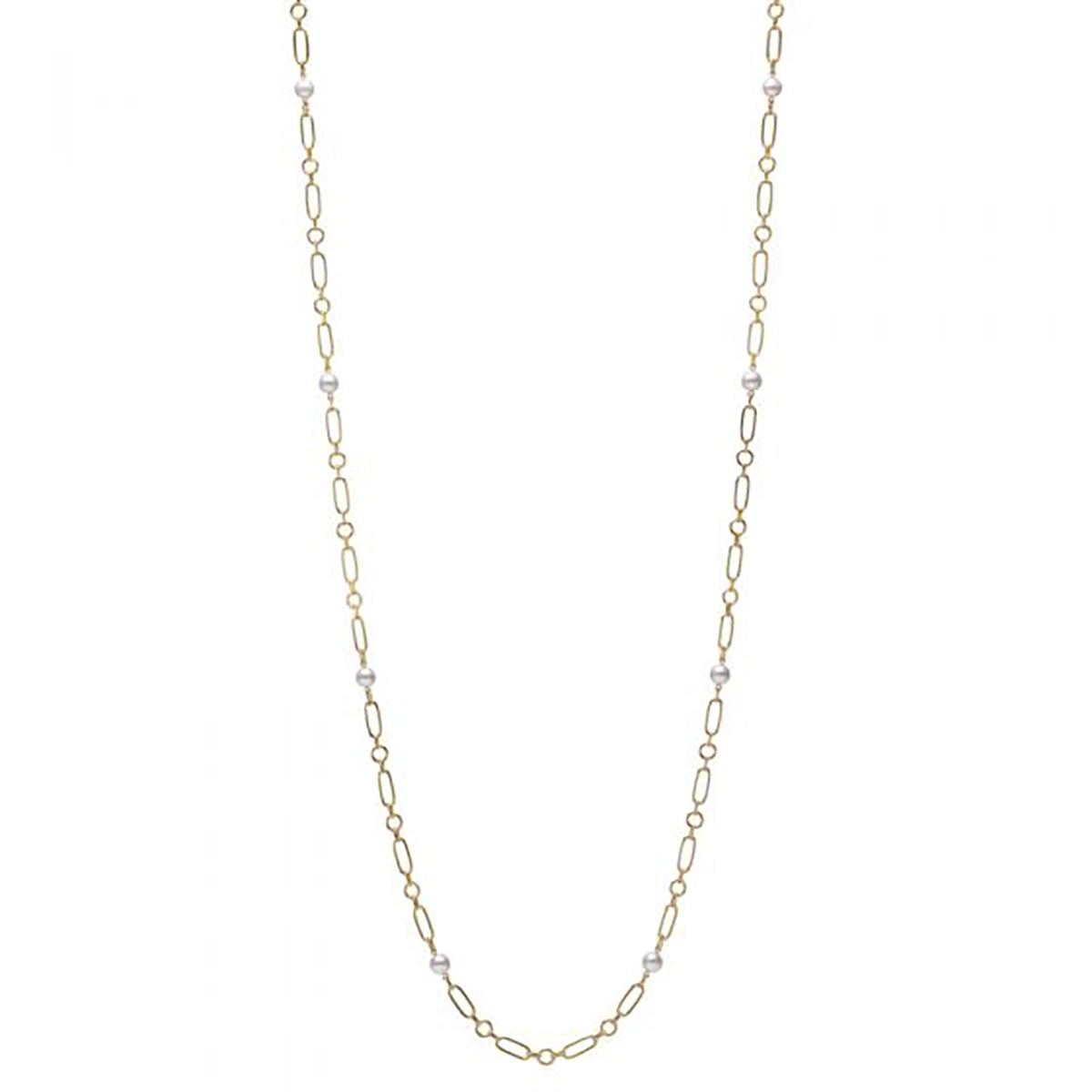 M Code Akoya Cultured Pearl Necklace in 18K Yellow Gold - 32 Inch