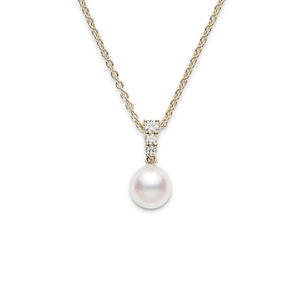 Morning Dew Akoya Cultured Pearl Pendant in 18K Yellow Gold