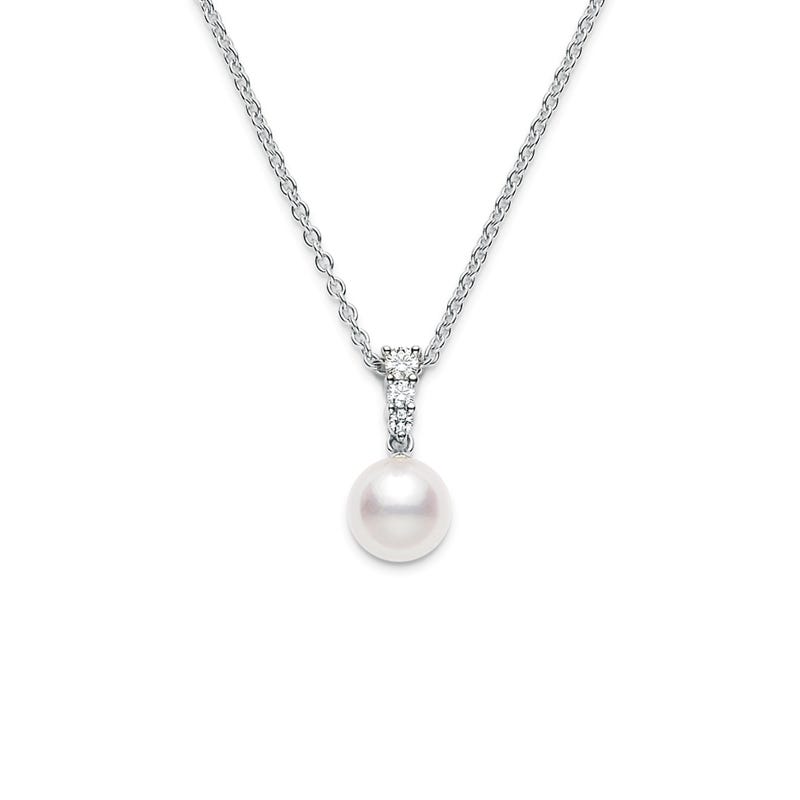 Morning Dew Akoya Cultured Pearl Pendant – 18K White Gold